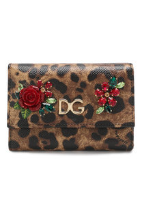 Кожаный кошелек с леопардовым принтом Dolce & Gabbana