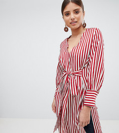 Рубашка в полоску с поясом PrettyLittleThing - Красный