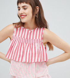 Ярусная блузка без рукавов в полоску River Island - Красный