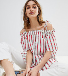 Топ в полоску с открытыми плечами River Island - Бежевый