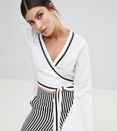 Топ с запахом и широкими рукавами PrettyLittleThing - Белый