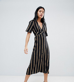 Платье в полоску на пуговицах Pull&Bear - Черный