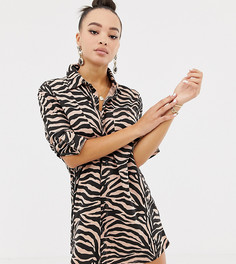 Платье-рубашка в стиле oversize с принтом зебра Missguided - Красный