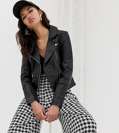 Черная кожаная байкерская куртка River Island - Черный