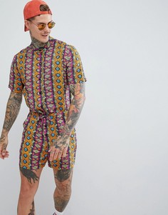 Короткий фестивальный комбинезон с ацтекским принтом ASOS DESIGN - Розовый