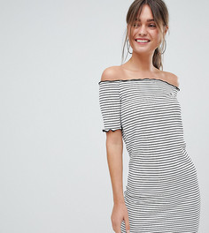 Платье мини в полоску со спущенными плечами PrettyLittleThing - Белый