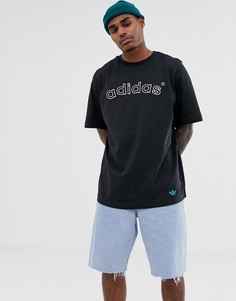 Черная футболка с вышитым логотипом в винтажном стиле adidas Originals FH7910 - Черный