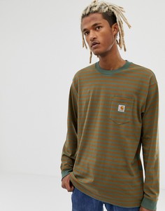 Коричневый лонгслив в полоску Carhartt WIP Barkley - Коричневый