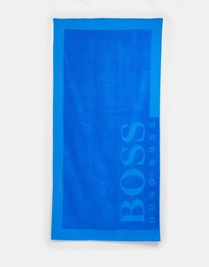Синее пляжное полотенце с логотипом BOSS - Синий