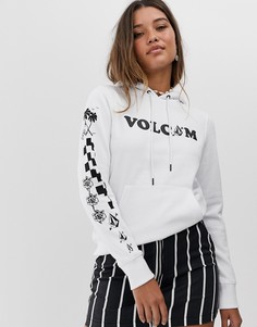 Белое худи с принтом на рукаве Volcom Stone - Белый