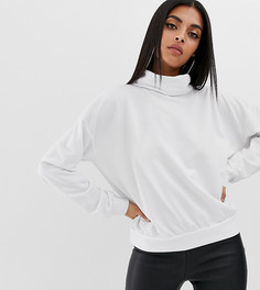 Белый свитшот с отворачивающимся воротом PrettyLittleThing - Белый