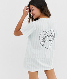 Пижамная футболка с принтом Bride squad ASOS DESIGN - Синий