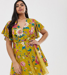 Платье мини с цветочным принтом ASOS DESIGN Curve - Мульти