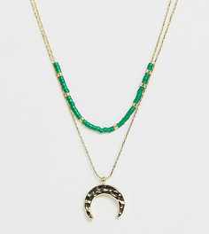 Позолоченное ожерелье с подвеской-полумесяцем и бисером Orelia - Золотой