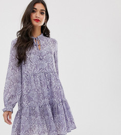 Синее свободное платье с принтом New Look Petite - Синий