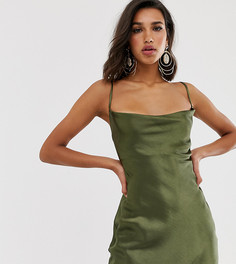 Платье-комбинация мини из блестящего атласа ASOS DESIGN - Зеленый