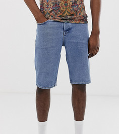 Синие выбеленные джинсовые шорты узкого кроя ASOS DESIGN Tall - Синий