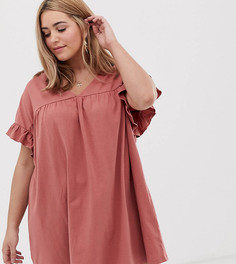Меланжевое свободное двустороннее платье мини ASOS DESIGN Curve - Розовый