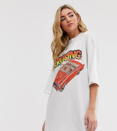 Белое свободное платье-футболка с принтом Boohoo - Белый