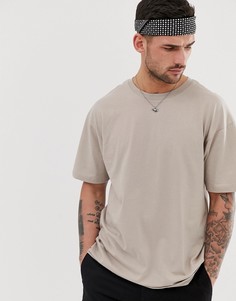 Светло-бежевая oversize-футболка River Island - Светло-бежевый