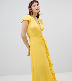 Платье с запахом и оборками River Island - Желтый