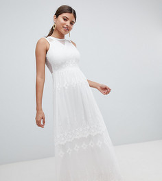 Платье макси из сетки с вышивкой Missguided - Кремовый