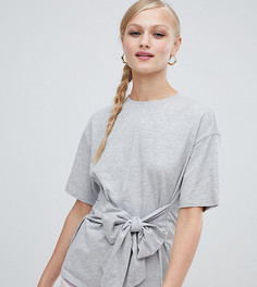 Серая футболка с завязкой Monki - Серый
