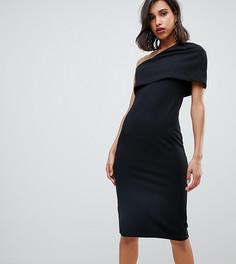 Черное облегающее платье миди на одно плечо River Island - Черный