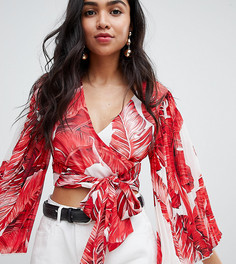 Топ с запахом и принтом Missguided - Красный