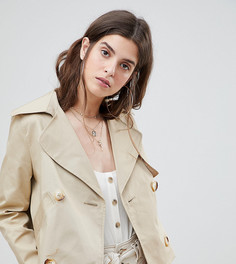 Двубортный укороченный тренч River Island - Бежевый
