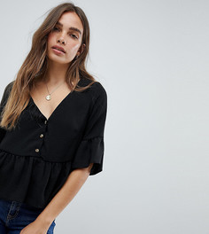 Топ свободного кроя с баской New Look - Черный