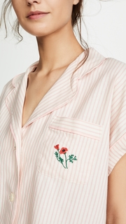 Madewell Poppy Embroidered Pajama Top in Allspice Stripe