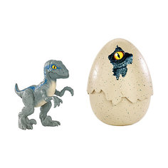 Динозавры в яйцах Jurassic World Велоцираптор, синий Mattel
