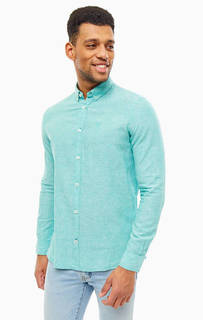 Льняная приталенная рубашка мятного цвета Tom Tailor