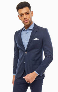 Синий льняной пиджак с накладными карманами Tom Tailor