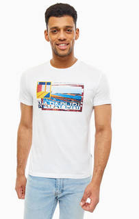 Белая футболка из хлопка с принтом Napapijri