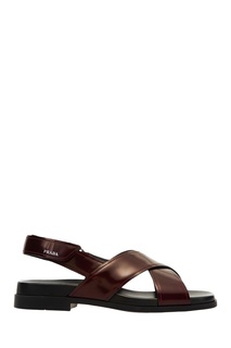 Темно-красные кожаные сандалии Prada
