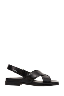 Черные сандалии из глянцевой кожи Prada