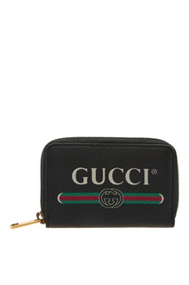 Черный кожаный кошелек с логотипом Gucci Man