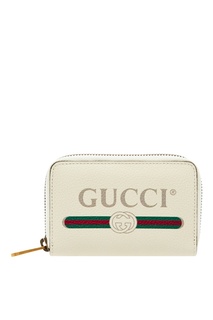 Белый кожаный кошелек с логотипом Gucci Man