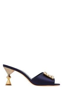 Синие мюли Uliana с отделкой Manolo Blahnik