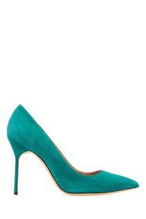 Зеленые туфли BB из замши Manolo Blahnik