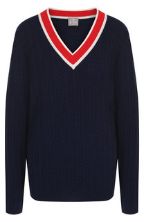 Кашемировый пуловер фактурной вязки с V-образным вырезом FTC