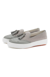 Замшевые слипоны Santoni