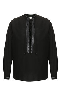 Рубашка из смеси хлопка и шелка Saint Laurent