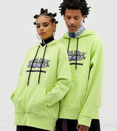 Худи с принтом спереди COLLUSION x Motocross Unisex - Зеленый
