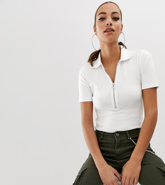 Белый боди с воротником поло и молнией Missguided - Белый