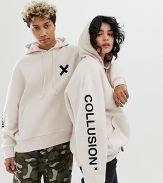 Худи кремового цвета с логотипом COLLUSION Unisex - Белый