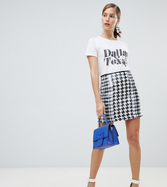 Расшитая пайетками мини-юбка с узором гусиная лапка River Island - Мульти