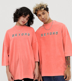 Oversize-футболка из пике с эффектом кислотной стирки COLLUSION Unisex - Розовый